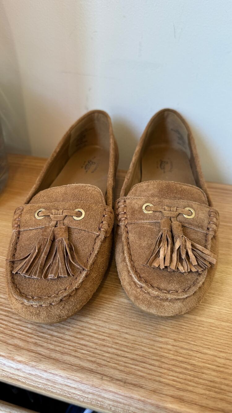 G.H. BASS Bonnie loafers honey tan suede leather sz 6.5 M moccasins slip-on
